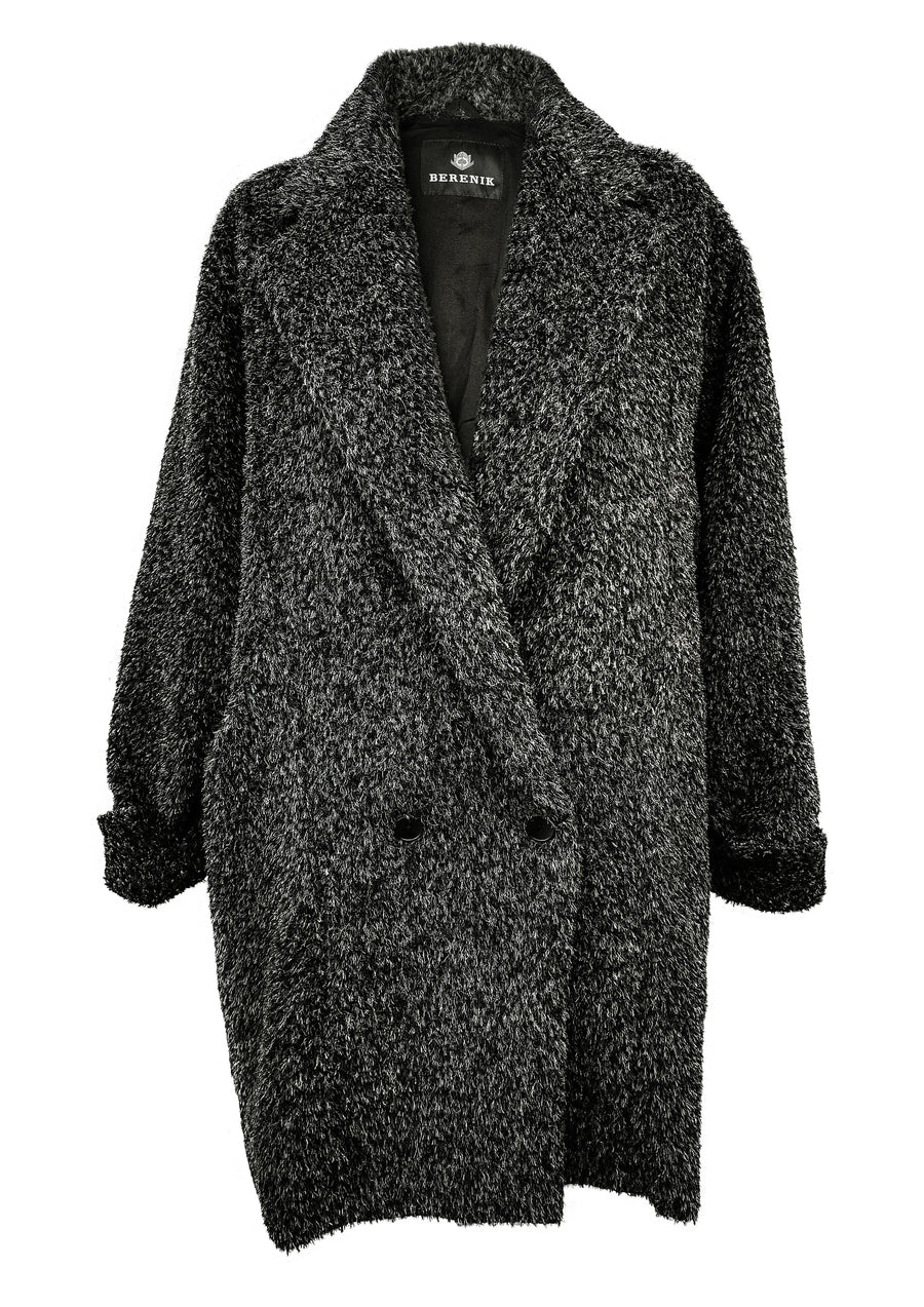 COAT- ALPACA SHAGGY dark grey - BERENIK