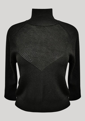 WINTER SHIRT TURTLENECK STRETCH - KNIT TRANSPARENT black - BERENIK