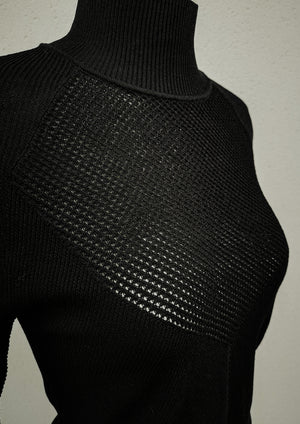 WINTER SHIRT TURTLENECK STRETCH - KNIT TRANSPARENT black - BERENIK