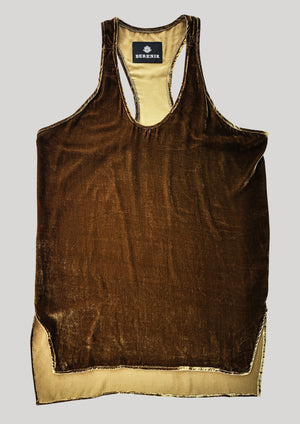 TANK TOP OVERSIZED - SILK VELVET gold - BERENIK