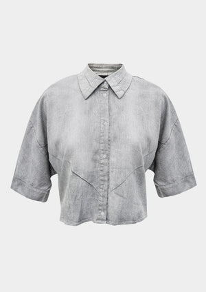 BLOUSE - SHORT SLEEVES - DENIM light grey washed - BERENIK