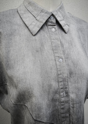 BLOUSE - SHORT SLEEVES - DENIM light grey washed - BERENIK
