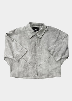 BLOUSE - SHORT SLEEVES - DENIM light grey washed - BERENIK