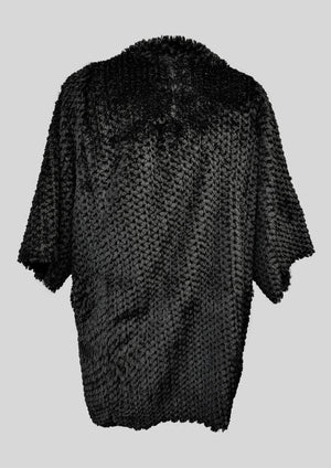 SHIRT V-COLLAR - SOFT FAUX RHOMB FUR black - BERENIK