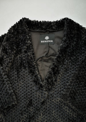 SHIRT V-COLLAR - SOFT FAUX RHOMB FUR black - BERENIK