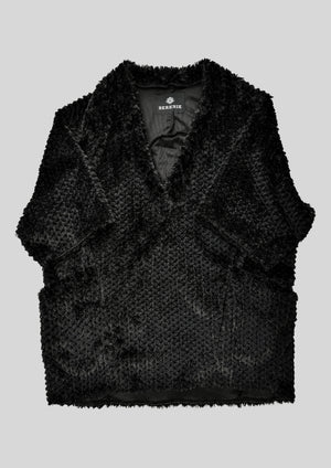 SHIRT V-COLLAR - SOFT FAUX RHOMB FUR black - BERENIK