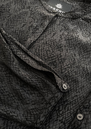 BLOUSE LONG SLEEVES - JACQUARD SATIN black snake - BERENIK
