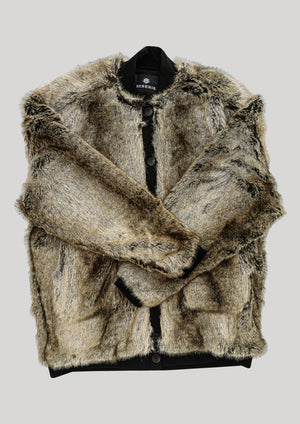 PILOT JACKET - FAUX RACOON black/beige - BERENIK