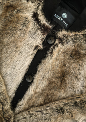 PILOT JACKET - FAUX RACOON black/beige - BERENIK