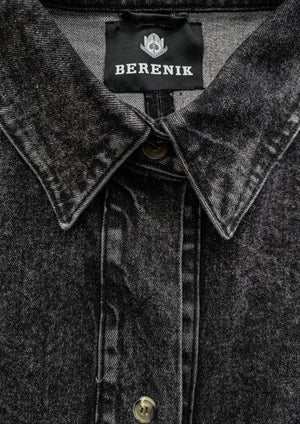 JACKET OVERSIZED - DENIM washed black - BERENIK