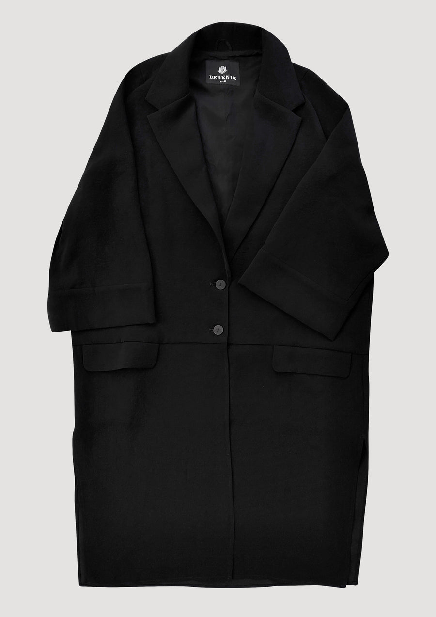 COAT - black crepe - BERENIK