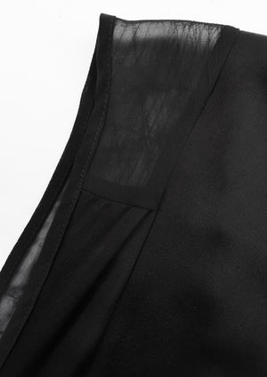 SHIRT - SILKY RAYON SATIN black shiny - BERENIK