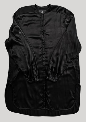 BLOUSE LONG - SILKY RAYON SATIN black - BERENIK