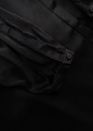 BLOUSE LONG - SILKY RAYON SATIN black - BERENIK