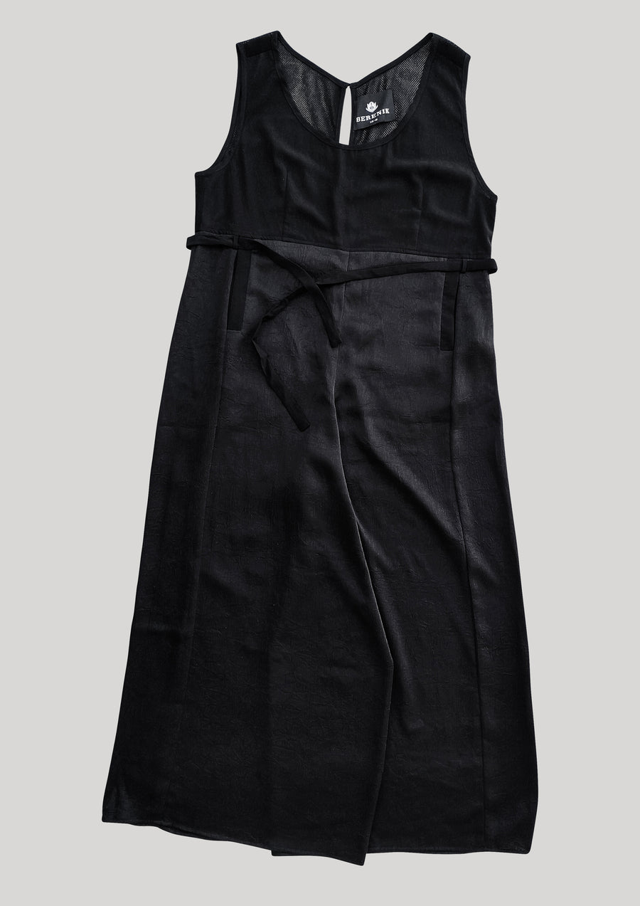 JUMPSUIT WIDE - black shiny/matt/mesh - BERENIK