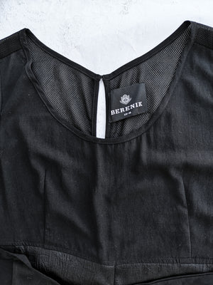 JUMPSUIT WIDE - black shiny/matt/mesh - BERENIK