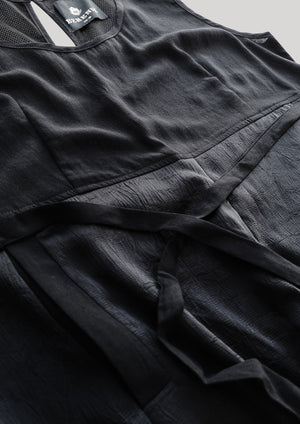 JUMPSUIT WIDE - black shiny/matt/mesh - BERENIK