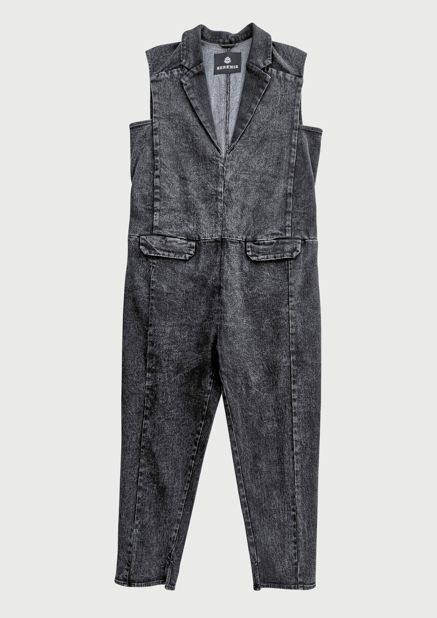 JUMPSUIT REVERS - DENIM washed black - BERENIK