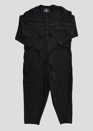 JUMPSUIT-LOOSE/BELT - black plain - BERENIK