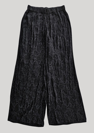 PANTS WIDE ELASTIC- JACQUARD SATIN black snake - BERENIK