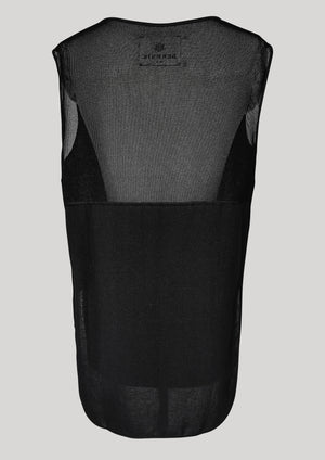SHIRT SLEEVELESS BLACK SHINY/MESH - BERENIK