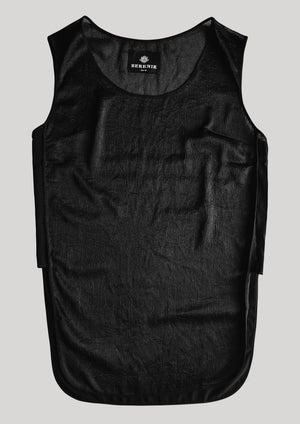 SHIRT SLEEVELESS BLACK SHINY/MESH - BERENIK
