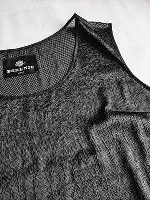 SHIRT SLEEVELESS BLACK SHINY/MESH - BERENIK
