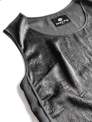 SHIRT SLEEVELESS BLACK SHINY/MESH - BERENIK