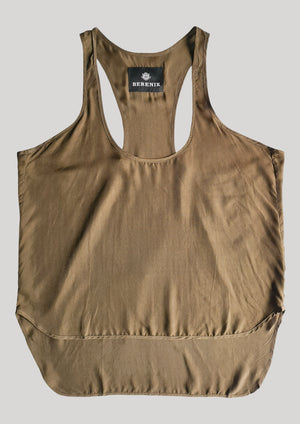 TANK TOP - SILKY CUPRO BIAS khaki - BERENIK