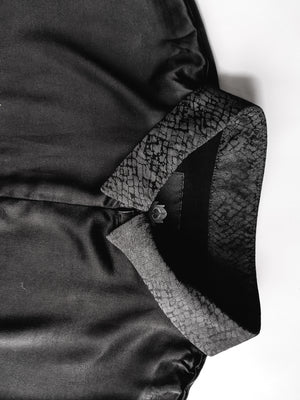 SHIRT COLLAR ZIP - SILKY RAYON SATIN black - BERENIK
