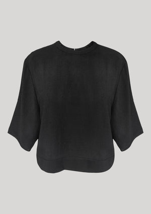 TOP SHORT - SLEEVES - black plain - BERENIK