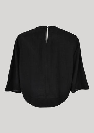 TOP SHORT - SLEEVES - black plain - BERENIK