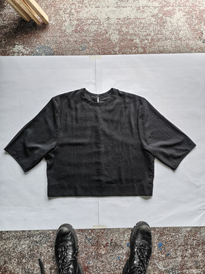 TOP SHORT - SLEEVES - black plain - BERENIK