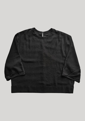 TOP SHORT - SLEEVES - black plain - BERENIK