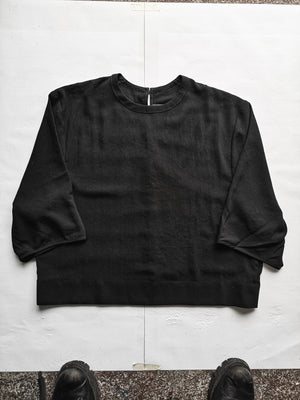 TOP SHORT - SLEEVES - black plain - BERENIK