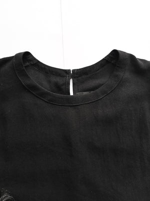 TOP SHORT - SLEEVES - black plain - BERENIK