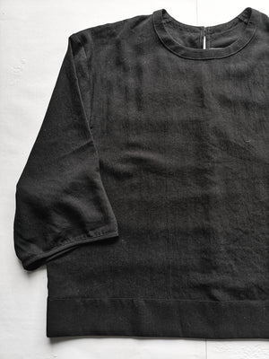 TOP SHORT - SLEEVES - black plain - BERENIK
