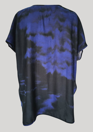 SHIRT SLEEVELESS-V-COLLAR PRINT (BLUE) - BERENIK