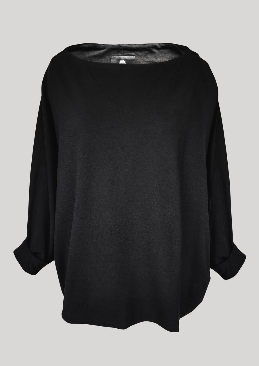 SWEATER POCKETS - COTTON JERSEY black - BERENIK