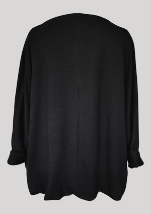 SWEATER POCKETS - COTTON JERSEY black - BERENIK