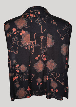 BLOUSE SHORT SLEEVELESS - RAYON print black/rust - BERENIK