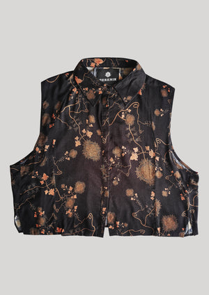 BLOUSE SHORT SLEEVELESS - RAYON print black/rust - BERENIK