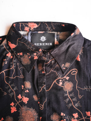 BLOUSE SHORT SLEEVELESS - RAYON print black/rust - BERENIK