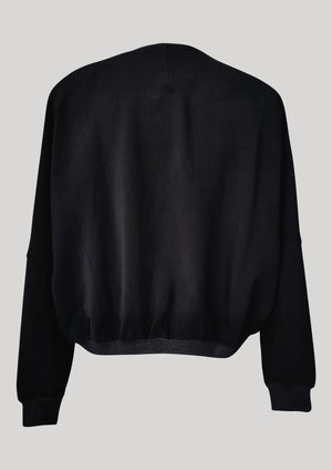 JACKET V-COLLAR - black plain - BERENIK