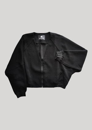 JACKET V-COLLAR - black plain - BERENIK