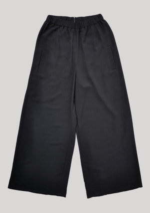 PANTS WIDE ELASTIC - black plain - BERENIK