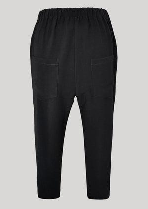 PANTS STRETCH HIGH WAIST - black plain - BERENIK