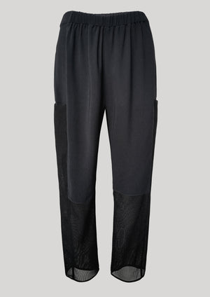 PANTS LOOSE ELASTIC BLACK PLAIN/MESH - BERENIK