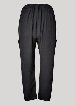 PANTS LOOSE ELASTIC BLACK PLAIN - BERENIK