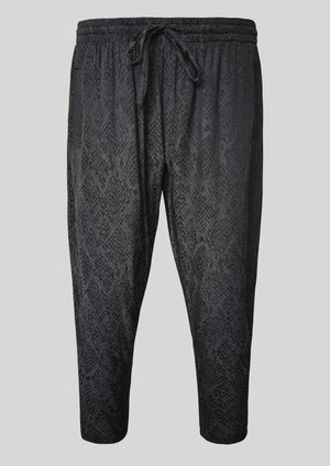 PANTS LOOSE ELASTIC- JACQUARD SATIN black snake - BERENIK